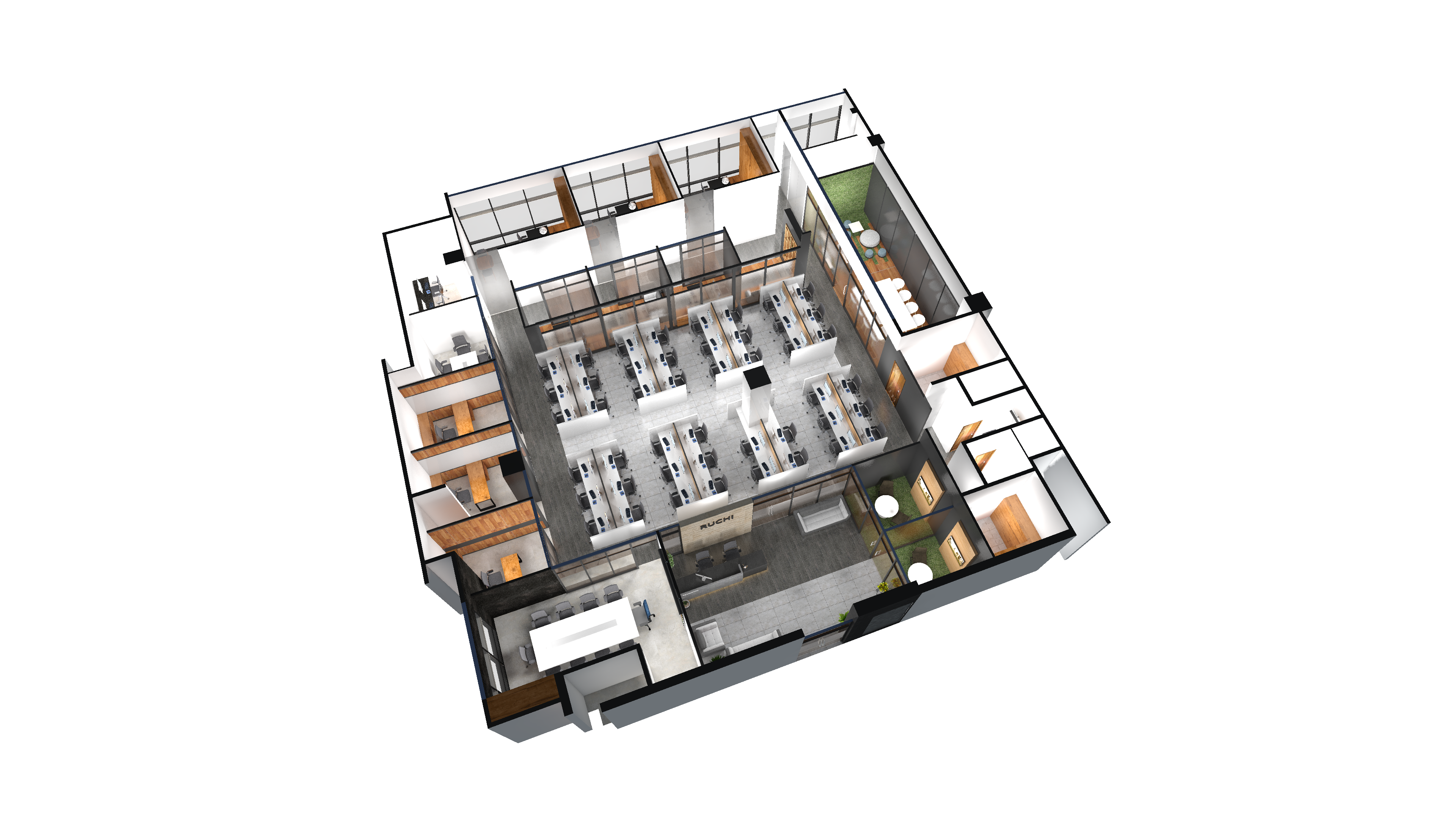 Corporate Office Sectional Plan View Design - Artifex Interio